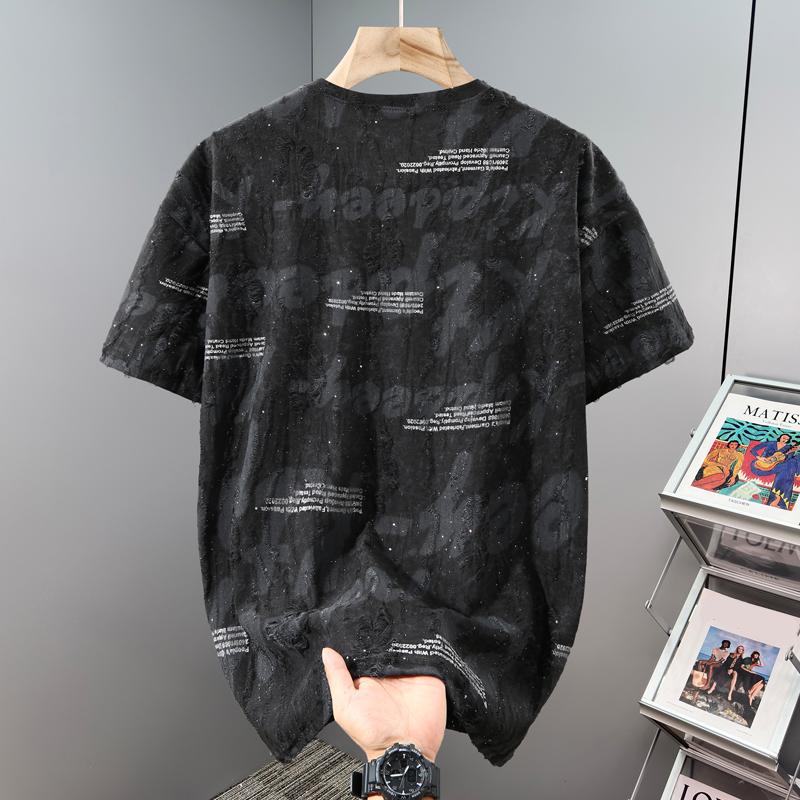 Men's Plus Size Sparkly Print 2-Piece Set, Casual T-Shirt & Shorts Summer Outfit (5XL-11XL)