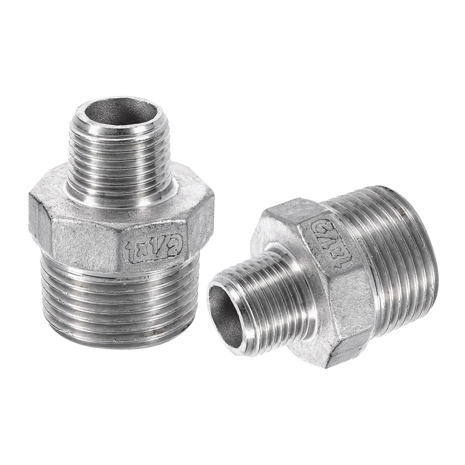 

uxcell 2pcs PT1 x PT1/2 304 Stainless Steel Pipe Fitting Reducer Reducer Direct Connector PT25.4mm × PT12.7mm