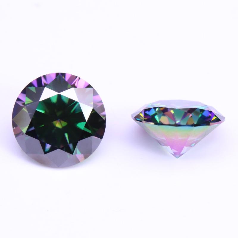 Round Multicolor Moissanite Stones: Red, Yellow, Blue, Green & Paraiba Colors