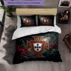 Portugal Football Pattern 3 Pieces Bedding Set Soft Microfiber Duvet Cover with Pillow Cases for Bedroom