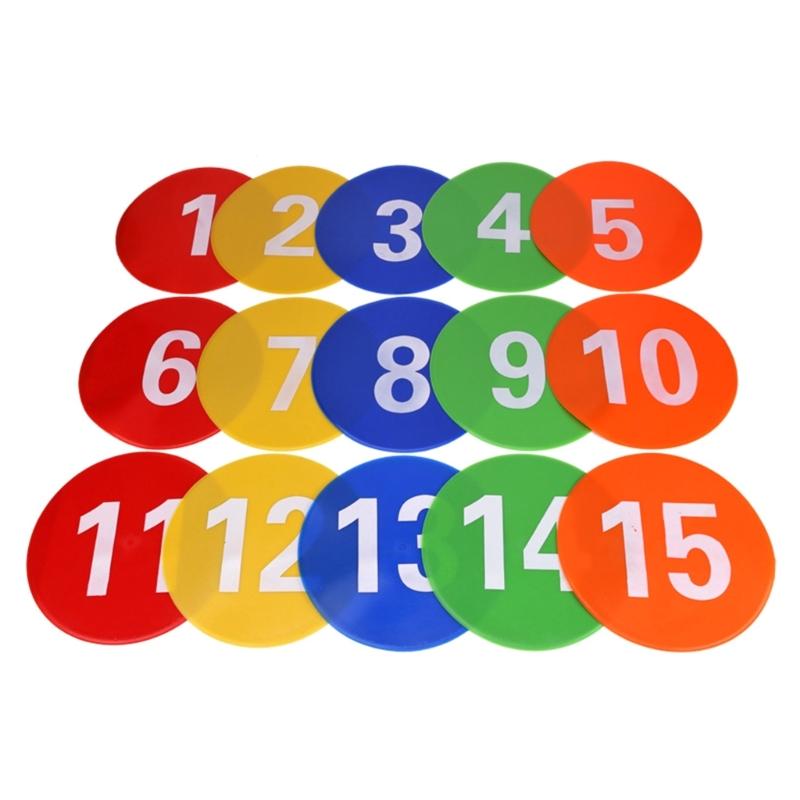 Numbered Spots Marker Flat Floor Spots Markers for Field and Courts Marking Fitness Agility Training Sport Game Exercise