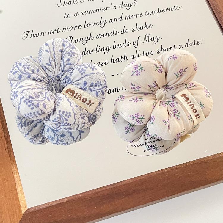 Sweet Floral Sponge Hair Scrunchies Cute Floral Hairbands Children Girls Cute Kawaii Ponytail Holder Hair Styling Accessories