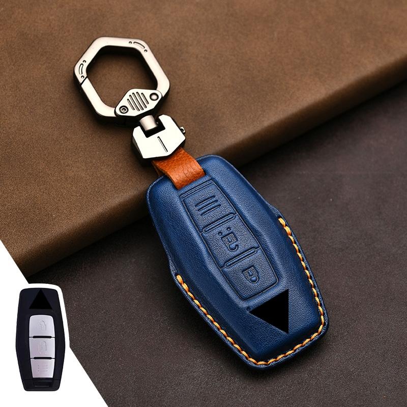 Genuine Leather Protector for Mitsubishi Lancer 10 Outlander Ex Asx Rvr Eclipse Cross Pajero Sport L200 Key Case Cover Fob