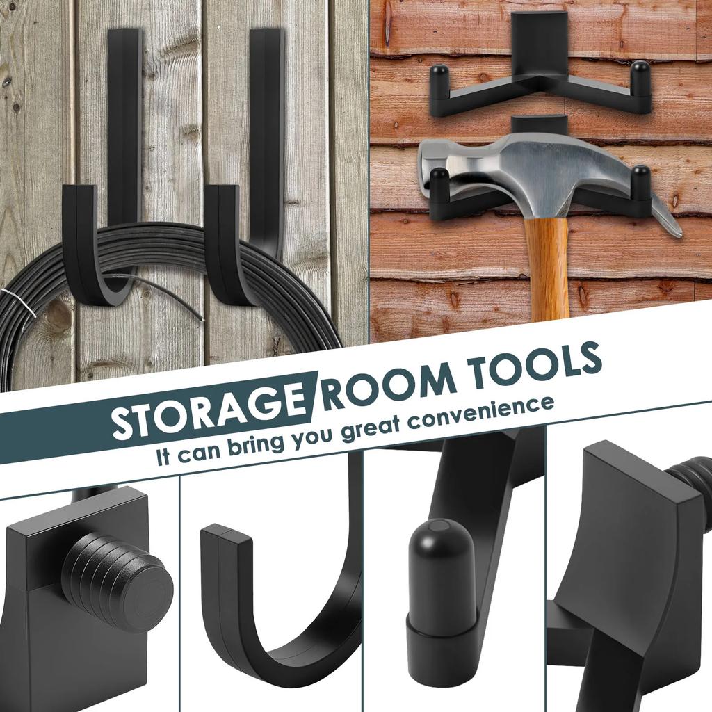 4PCS/Se Shed Hooks J and U Shed Tool Hangers Practical Storage Shed Tool Hooks Multipurpose Garage Tool Hooks for Ladders Bikes