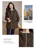 Women's Winter 2024 Hooded Cotton Coat: Mid-Length, Waist-Cinching, Slimming, Casual Style for Middle-Aged Moms.