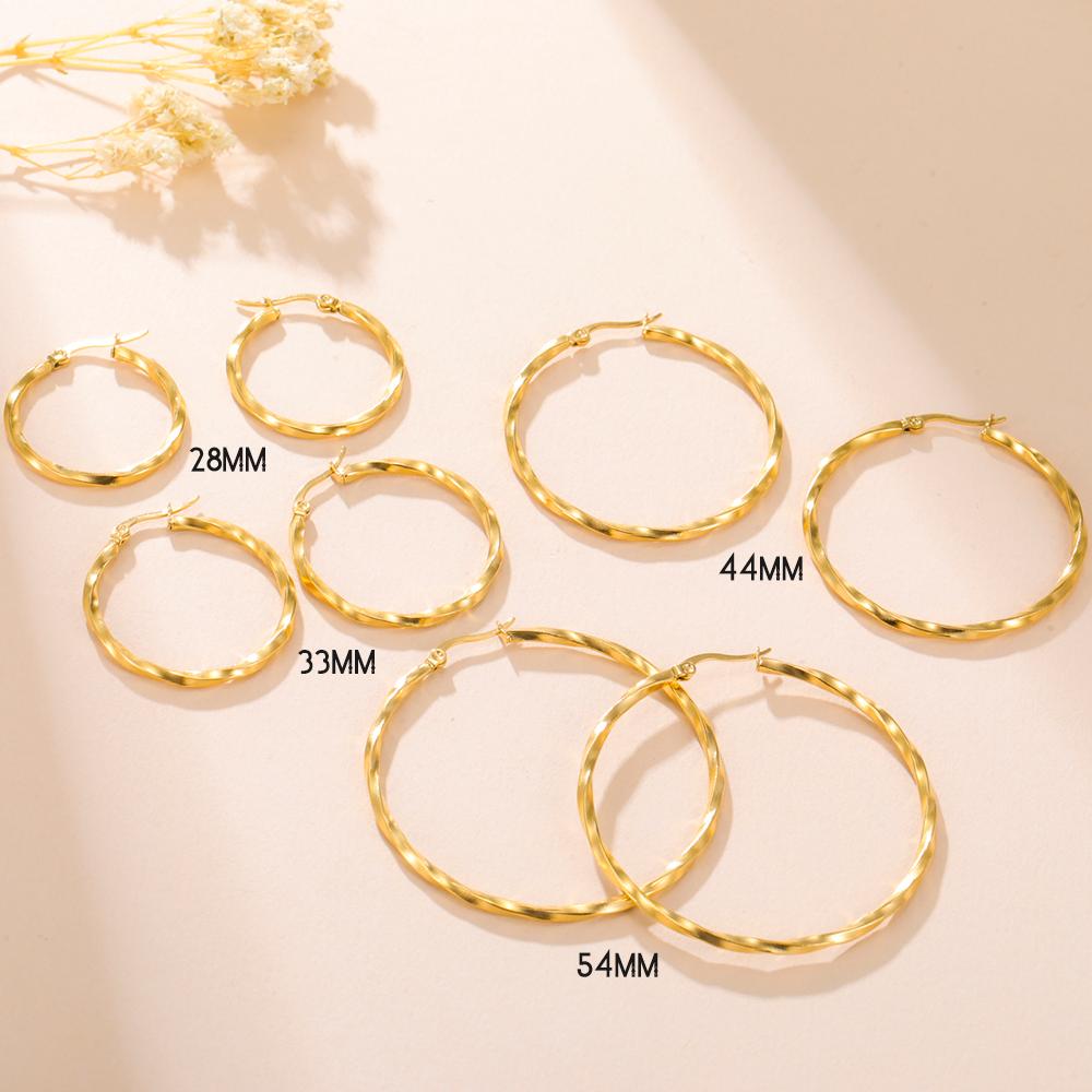 Cazador Geometric Hoop Earrings Women 28-54MM Real Gold Plated Stainless Steel Earrings Trend 2026 Jewelry Party Birthday Gift