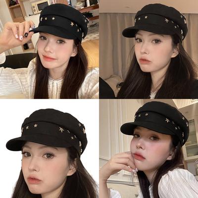 Adult Star Rivet Cap Berets Outdoor Anti-Uv Hat Military Hat Cotton Hat for Women Outside Sunproof Hair Accessories