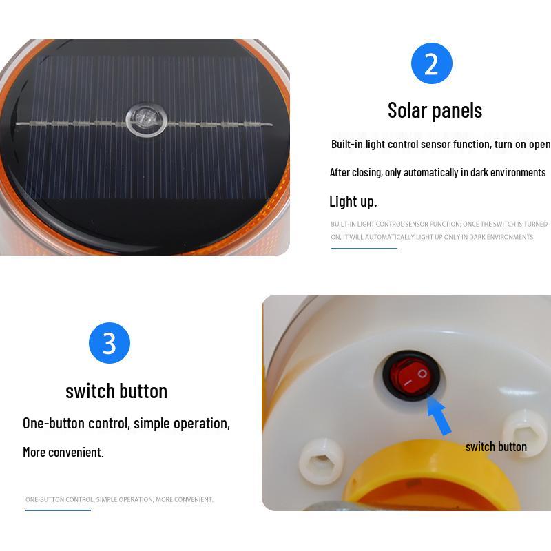 Solar LED Rotating Warning & Signal Light for Construction, Guardrails, and Marine Use