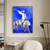 Retro Trick Rider Cowgirl Poster Colorful Cowgirl Abstract Prints Canvas Painting Wall Art Pictures Home Room Vintage Decoration