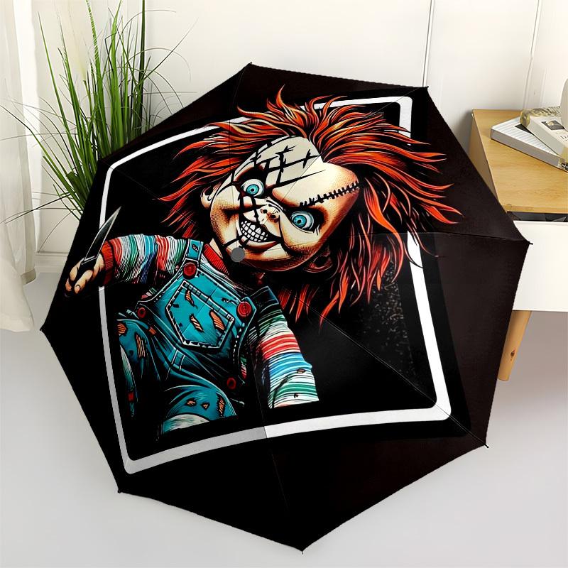 

1pc Chucky Horror Doll Umbrella with Plastic Handle,Suitable for All Seasons Home Travel Outdoor UmbrellaM1388