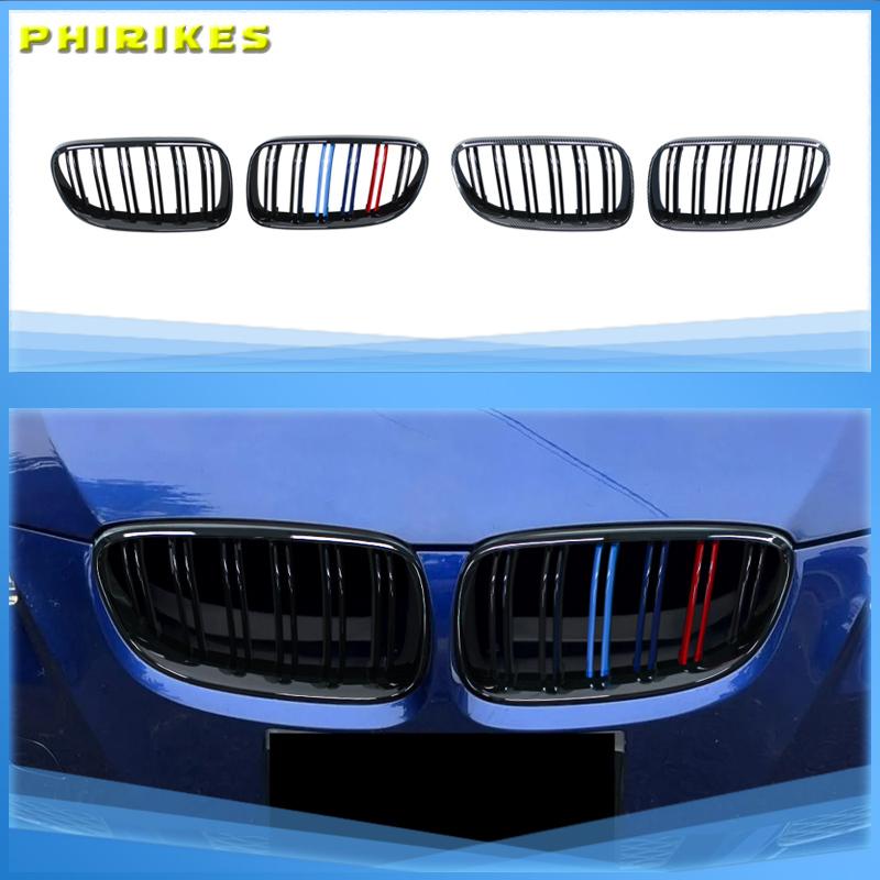 2PCS Car Front Bumper Kidney Grill Double Slat Line ABS Plastic Racing Grilles Replacement Part for BMW E92 E93 M3 2010-2013