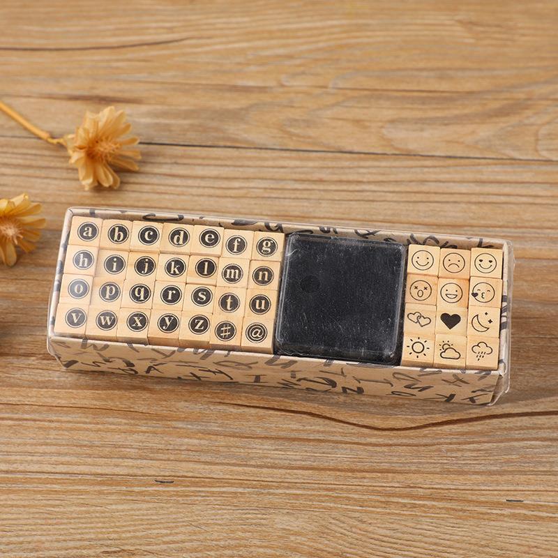 A Set Letters Retro Seal Wood Stamps Wooden Rubber Stamps Scrapbooking Stationery DIY Craft Album Decoration Handmade