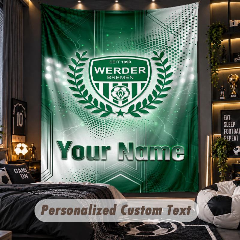 TapestryWerder Bremen FC Custom Name Text Personalized Wall Hanging Tapestry Home Wall Decor