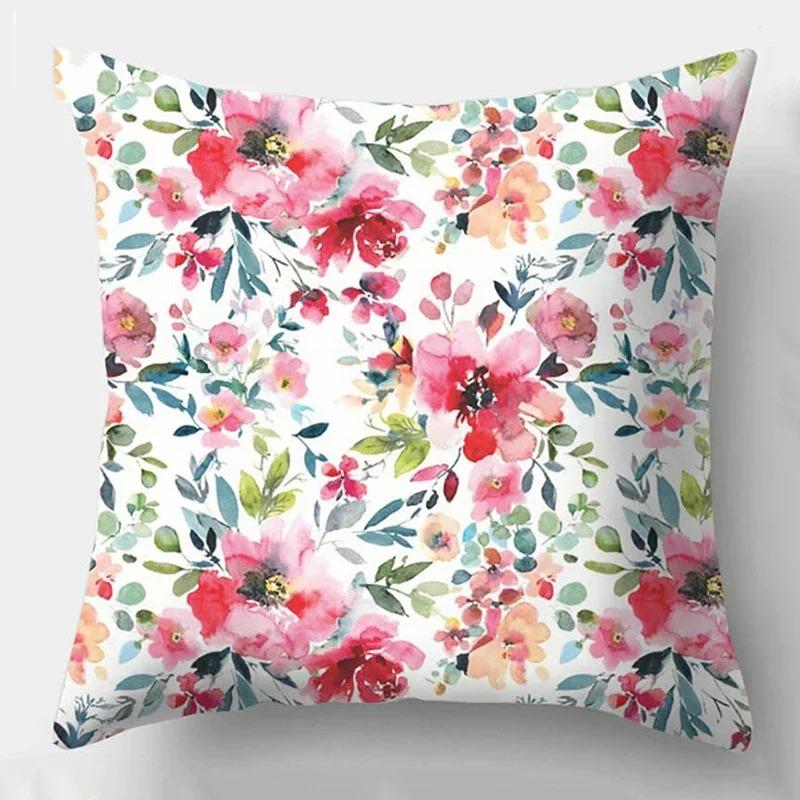 Elegant colorful bright floral decoration sofa cushion pillow case living room bedroom decoration cushion cover home decoration