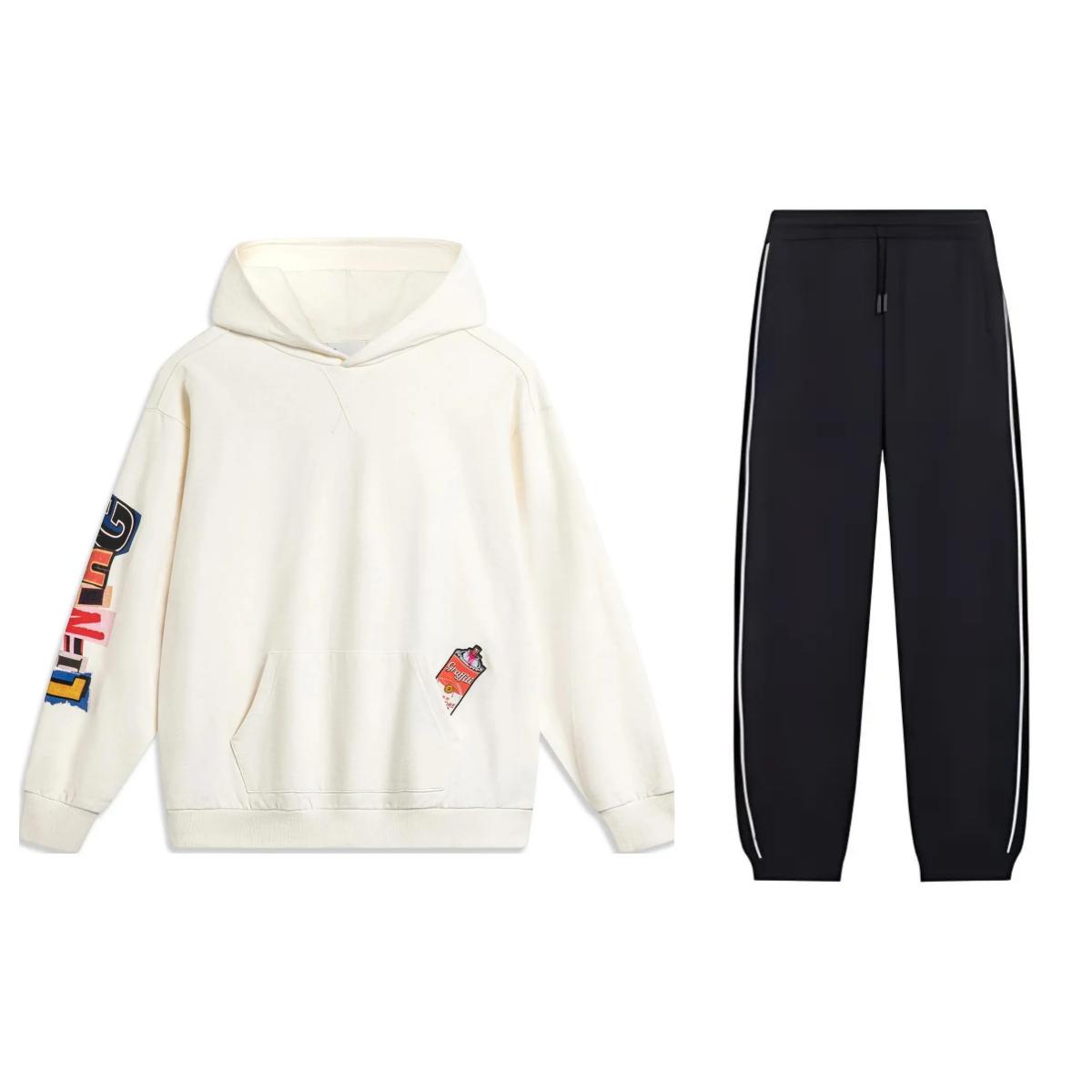 

Li Ning Свободный крой Худи с надписью Удобный Повседневный Спортивный костюм Мужской костюм AWDU139-2+AKLUB05-1 XXL