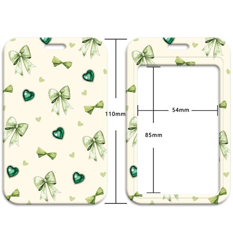 Cute Bow Pattern Lanyard with Clear ID Badge Holder Detachable Durable Strap for Outdoor Activity Pass Office Work Use