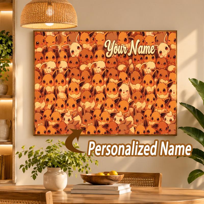 Eevee Custom Name Diamond Painting Personalized 5D Full Drill DIY Diamond Art Home Decor