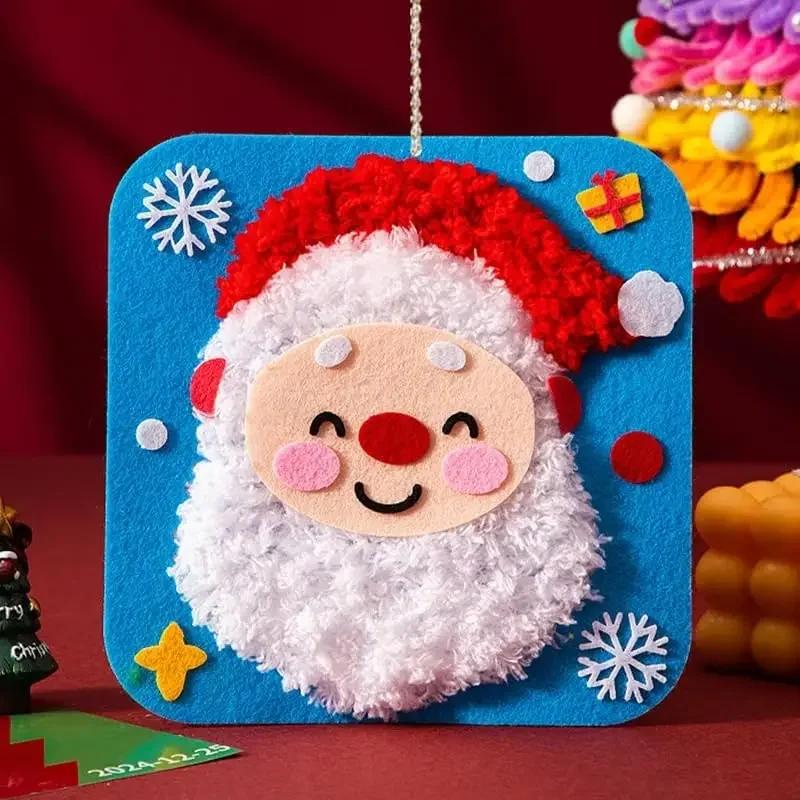Christmas DIY Embroidery Sewing Kit Holiday Knitting Craft Set with Colorful Non Woven Fabric and Safe Needles for Handmade Gift