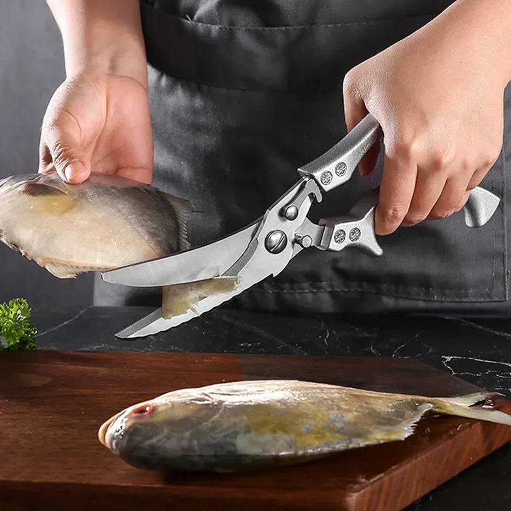 

Прочные ножницы из нержавеющей стали, ножницы для курицы, многоцелевые, сверхострые ножницы для рыбы, куриных костей, кухонные принадлежности L