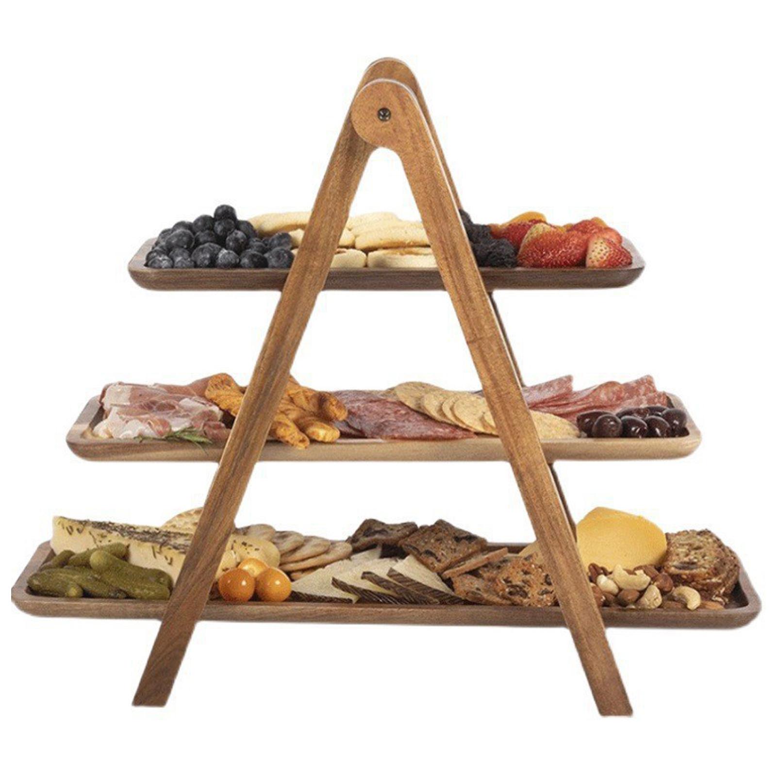 

3-Layer Wooden Cupcake Rack Dessert Tray Party Display Rack Triangular Structure Stable Candy Party and (43x43cm)