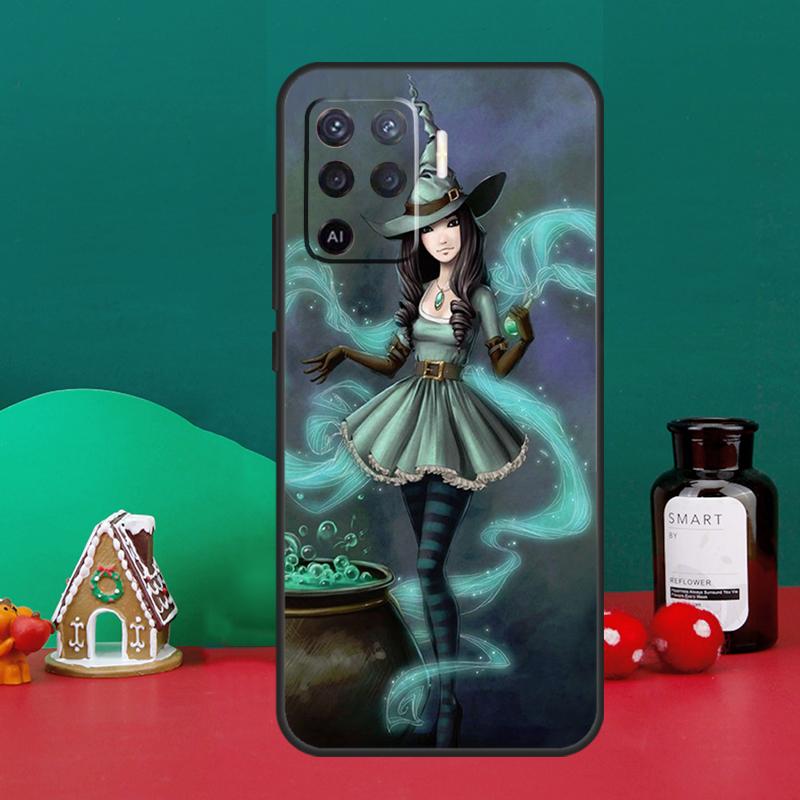 Halloween Moon Witch Horror Case For Oppo A98 A78 A58 A38 A18 A54 A74 A94 A80 A60 A40 A96 A76 A16 A15 A17 A57 A5 A6 Pro