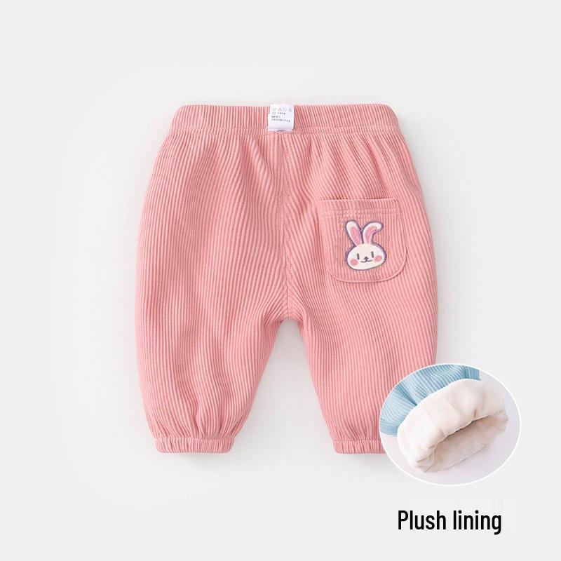 Newborn Infant Fleece-Lined Pants - Spring & Autumn Casual Wear for Boys & Girls