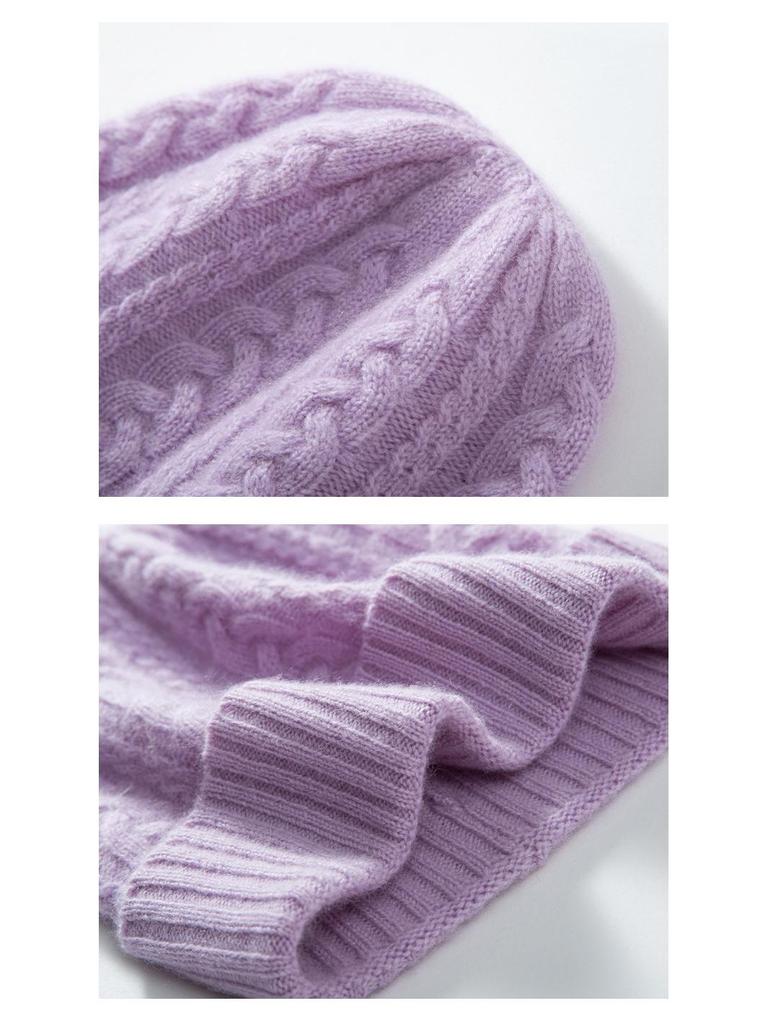 Unisex Kinder Kaschmir Zopfmuster Mütze: Modisches, vielseitiges und einfarbiges Winteraccessoire für Babys.