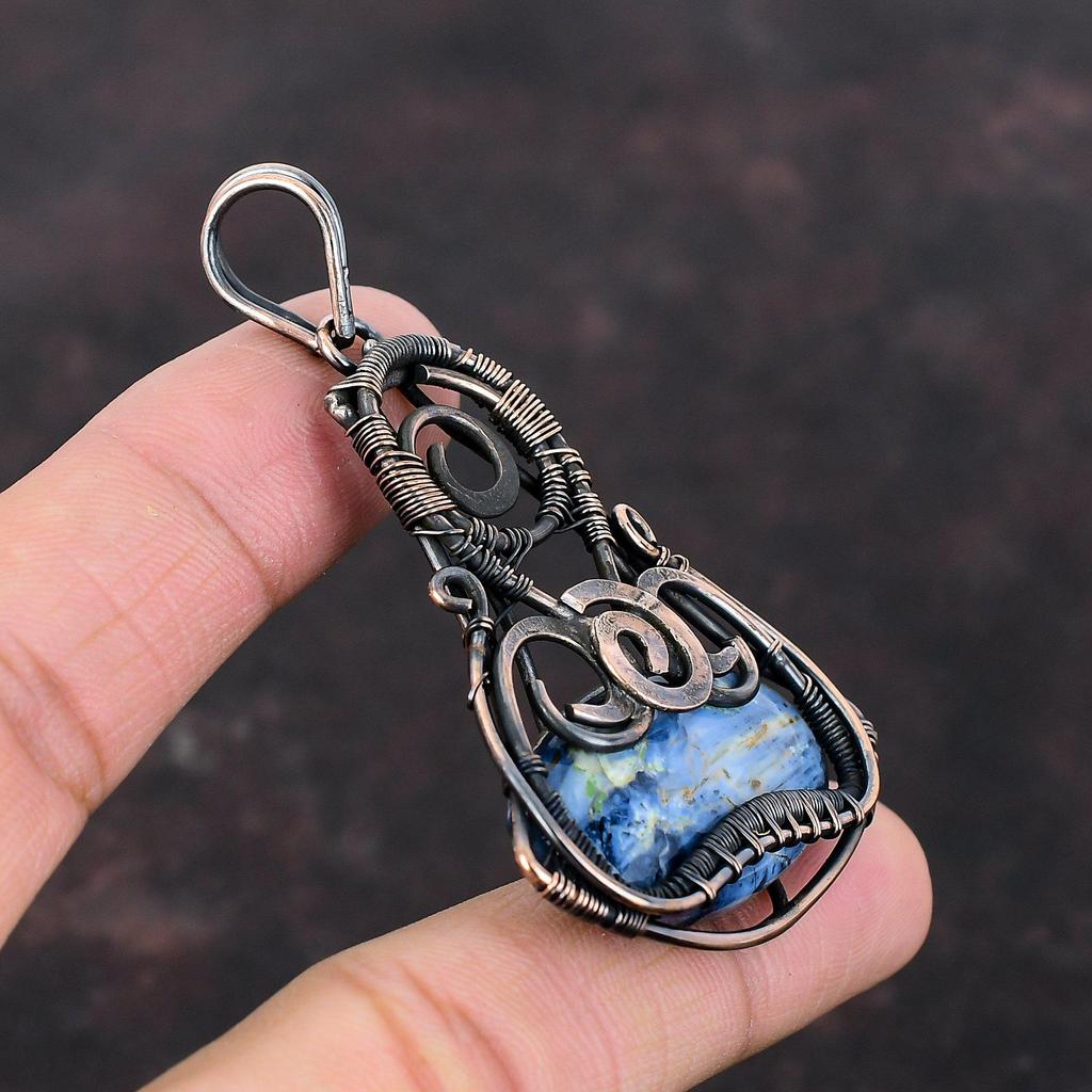 Pietersit Kupfer Anhänger Kupferdraht gewickelt Anhänger Edelstein Anhänger Pietersit Schmuck Handgefertigter Anhänger Draht Wickelschmuck Geschenk für Frauen