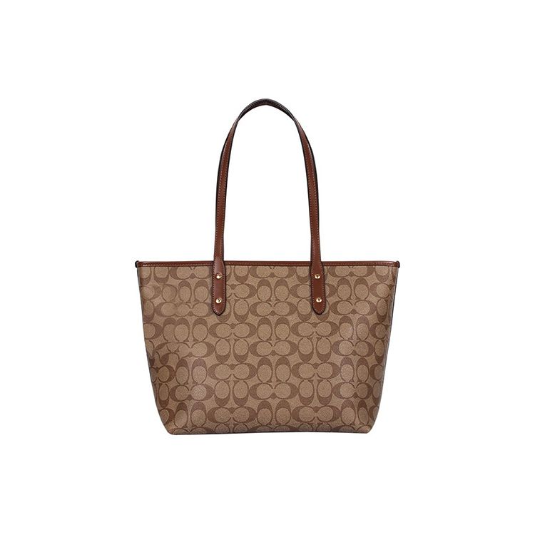 Coach City Zip Tote 30 Vintage Print Zipper Closure Canvas With Leather Tote Bag Shopping Bag Handheld Shoulder Bag Large Women Tote 58292-IMBDX