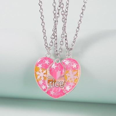Magnetische Schneeflocken-Herz-Halskette: Drei-Personen-Bestie-Schmuck - Perfektes Weihnachtsgeschenk