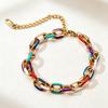 Factory-direct Bold Colorful Iron Oil-Drip Bracelet; Simple Versatile Chunky Chain; Hip-Hop Unisex Style Anniversary