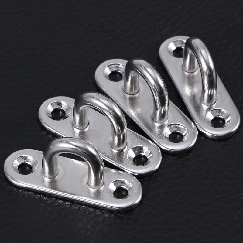 1/5pcs Hooks Eye Plate Heavy Oblong Duty Steel Stainless Pad Mount Wall U Boat Ceiling Hanger Ring Garage Hammock D Design Shape