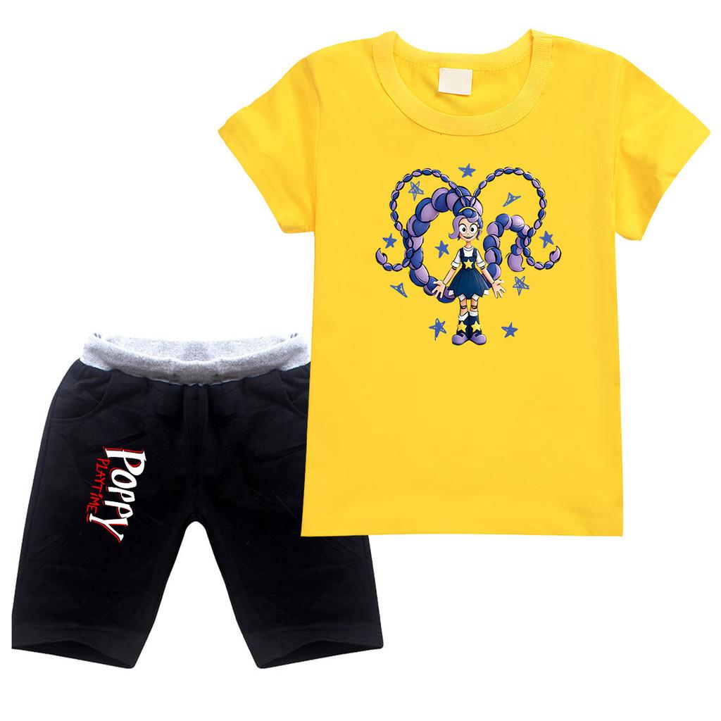 4140  Kids Girls Lily Lovebraids Printed Round Neck Short Sleeves Top Shorts Tracksuit Sets