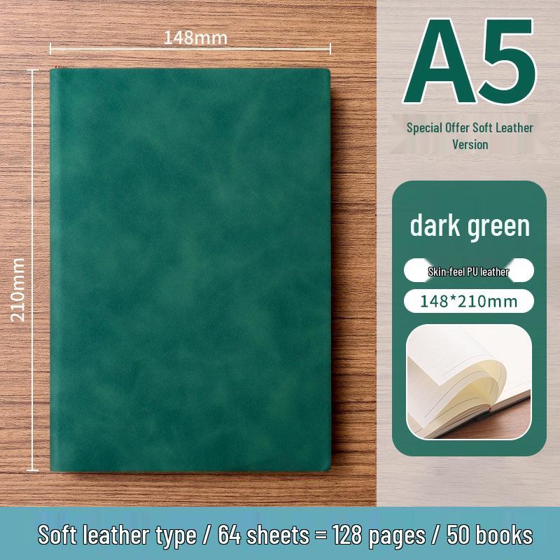 A5 Soft Leather Suede Notebook with Custom Logo - Simple B5 Business Meeting Journal, Large Thick Diary