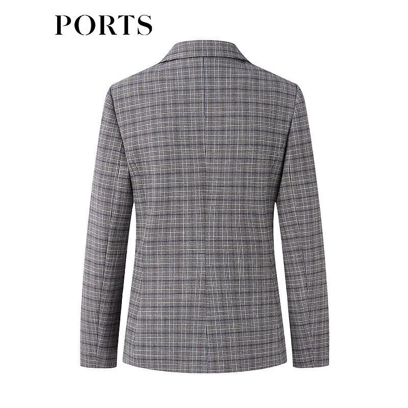 PORTS Women's Plaid Long Sleeve Blazer