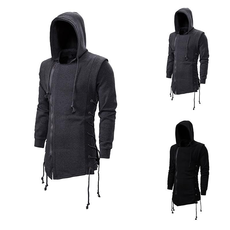 New Trendy Men's Sweater Dark Hooded Loose Coat