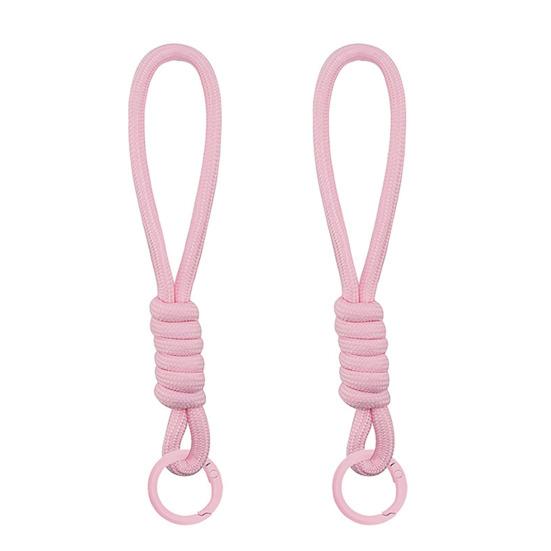 2Pcs Braided Rope Pendant Lightweight High-Elastic Keychain Holder with Reinforced Knot Design Macaron Color Mobile Phone Case Lanyard