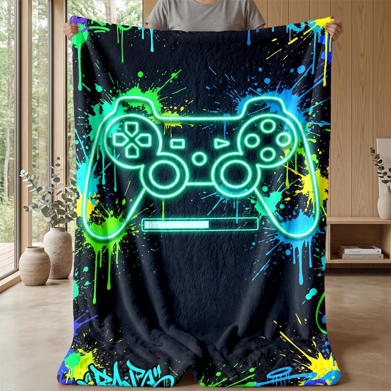 Neon Game Controller Art Theme blanket Lightweight Warm Flannel Blanket Decorative Throw Blanket for Home Decoration