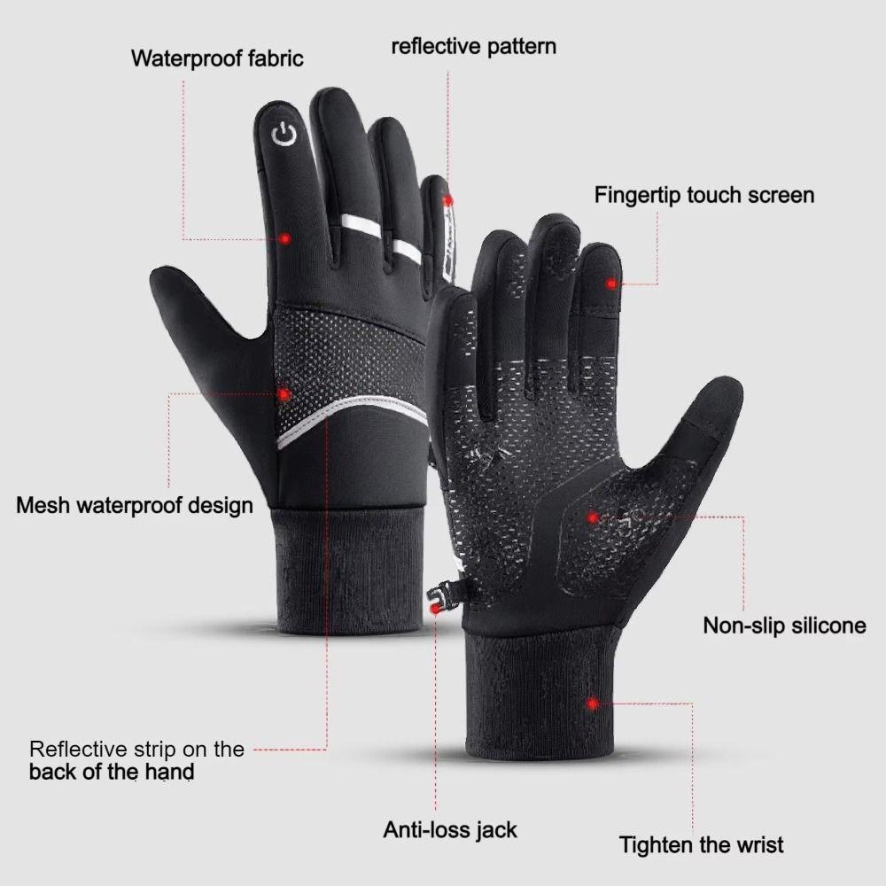 Fashion Waterproof Winter Warm Gloves Touchscreen Keep Warm Cycling Gloves Lining Thickened Ski Gloves Outdoor Sports
