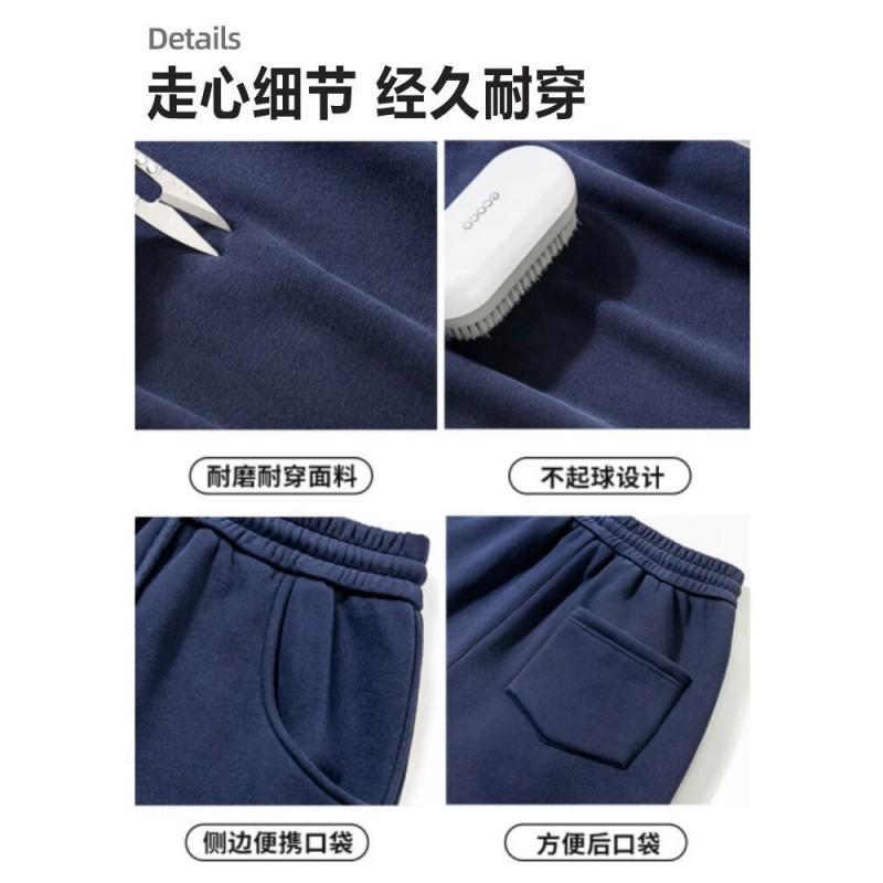 Womens Navy Blue Hooded Sweatshirt Set Casual Korean Style 3-Piece Outfit With Long Sleeve Top Straight Leg Pants Base Layer