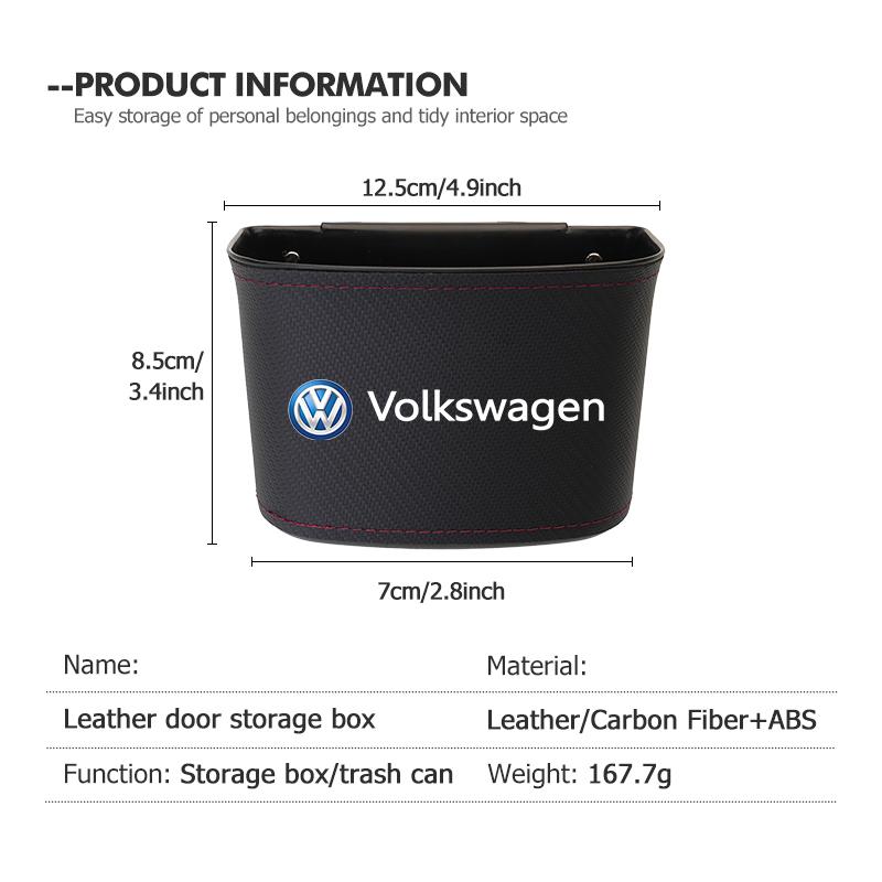 W164Leather Car Door Storage Box Phone Pocket Hanging Organizer For Volkswagen Golf 4 5 6 Tiguan Polo Scirocco Jetta CC