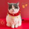Hand Woven Cat Collars Adjustable Red New Year Dog Scarf Tassel Fortune Spring Festival Decoration Pet New Year Accessories
