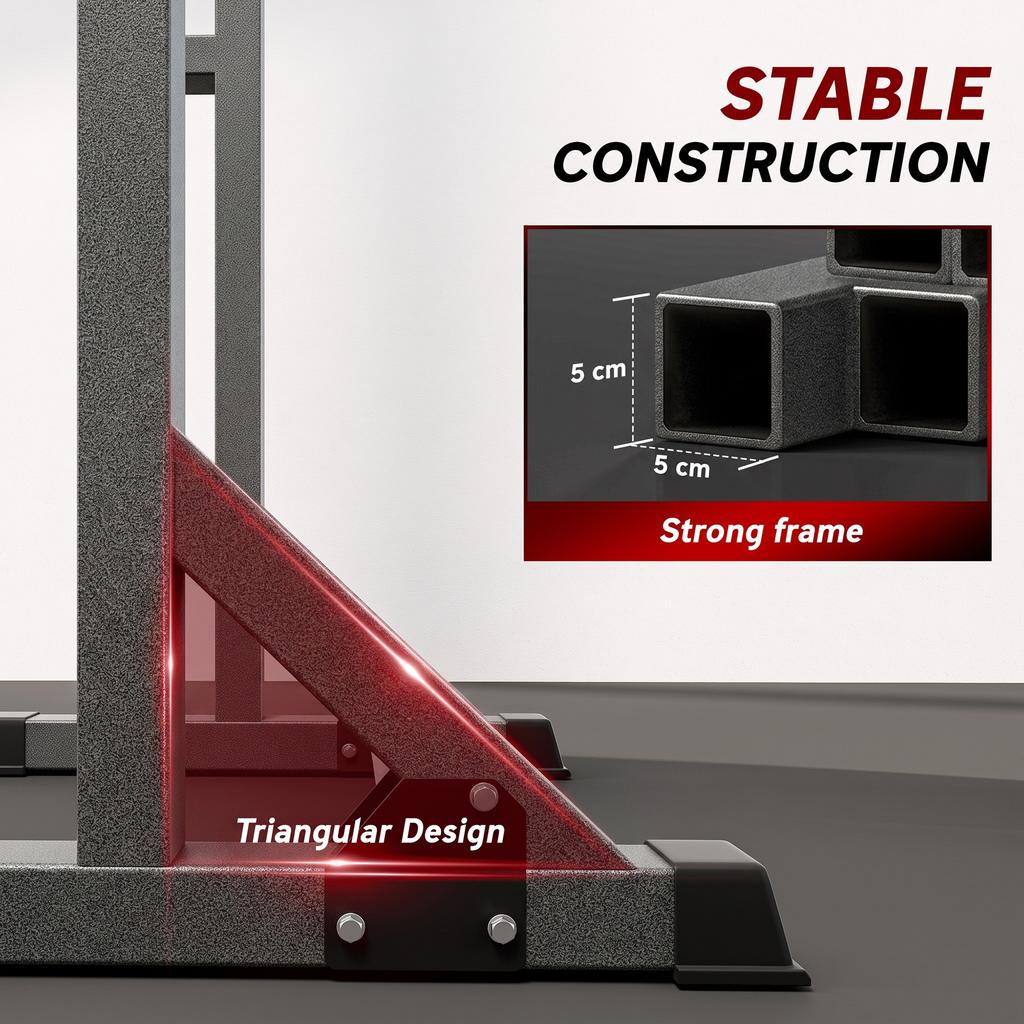 Heavy Duty Barbell Squat Rack Adjustable And Multifunctional Weight Power Stand For Home Gym Black