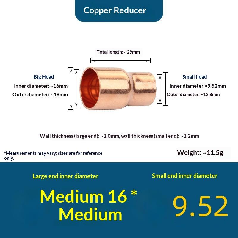 Copper Size Head Welding Reducer Pipe Joint With A Diameter Of 8 To 6.35 For Air Conditioning And Cold Storage Fittings