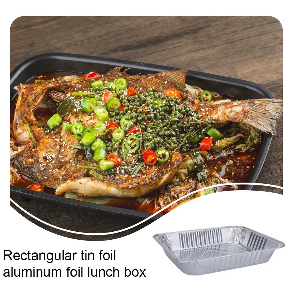 12Pcs Disposable Aluminum Foil Food Container Rectangle Packing Box Multi-use Takeaway Cooking Liners Microwave