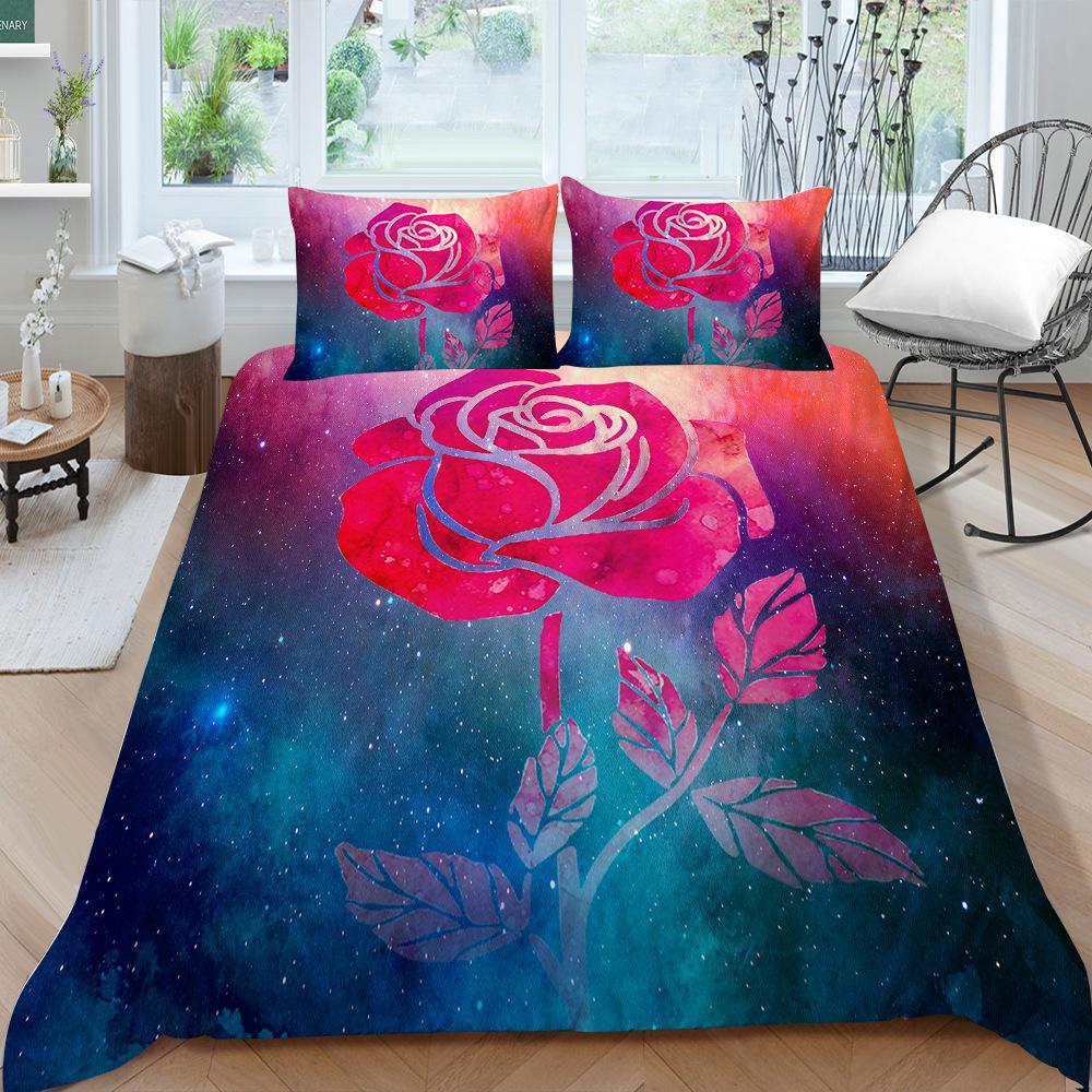 

Креативное постельное белье серии «Розы» Набор из двух или трех предметов Полиэстер 3D цифровая печать EU single 135*200