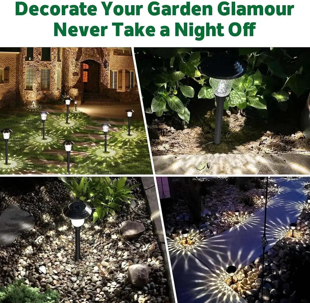 Solar Outdoor Lights New Garden Lamps Powered Waterproof Landscape Path for Yard Backyard Lawn Patio Decorative LED Lighting