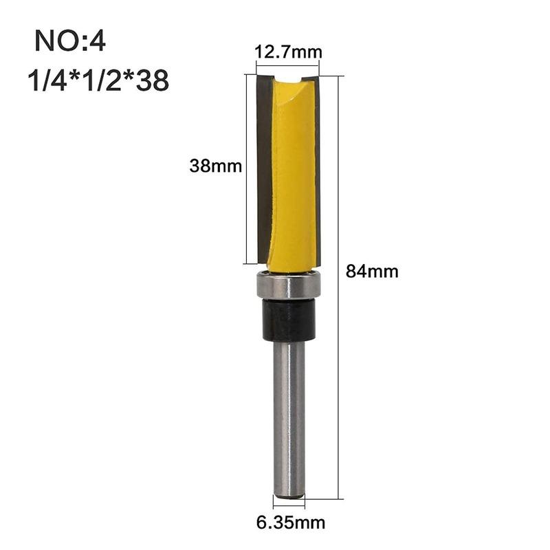 4 adet 1/4 Shank Şablon Trim Menteşe Zıvana Freze Ucu Düz End Mill Giyotin Temizleme Gömme Trim Zıvana Kesici ForWoodworking