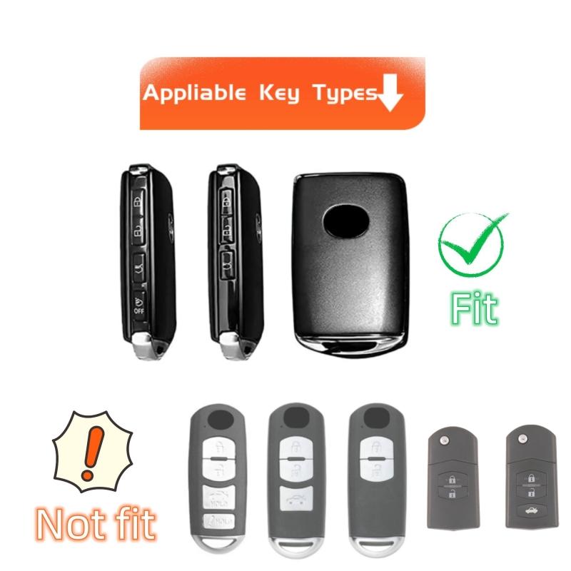 For Mazda Key Fob Cover with Leather Keychain Soft TPU Protection Key Case Compatible with Mazda 3, Mazda 3 Hatchback, 2020-2022