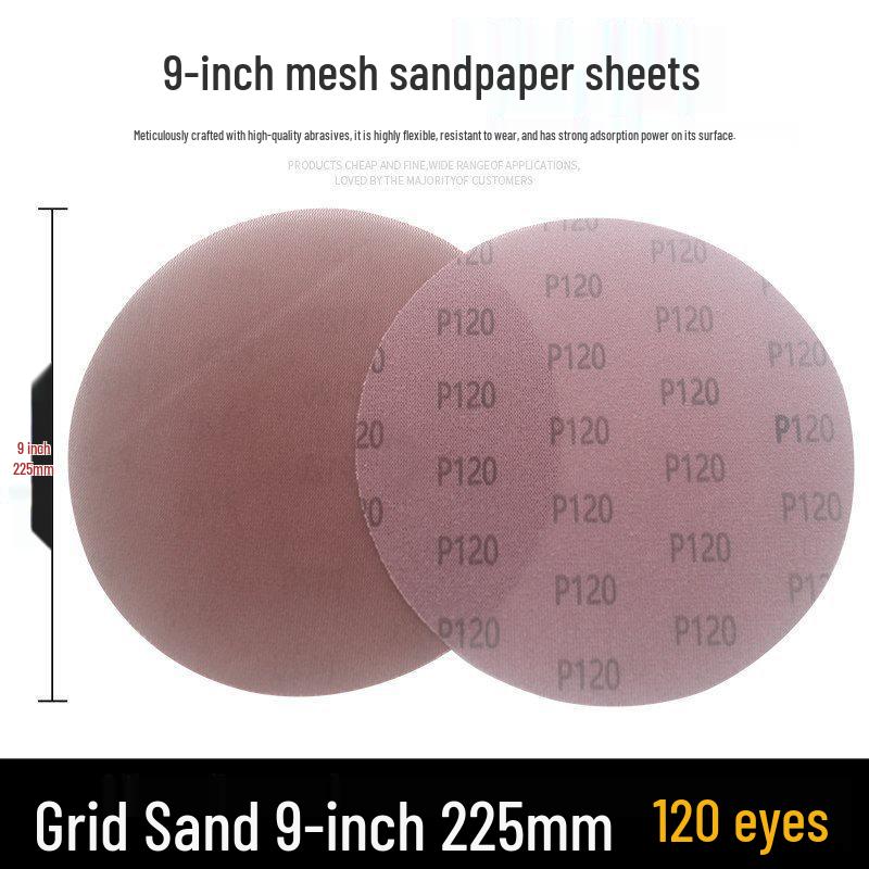 9" Dustless Mesh Sandpaper Disc: Anti-Clog, Self-Adhesive, Wall Putty & Surface Grinding